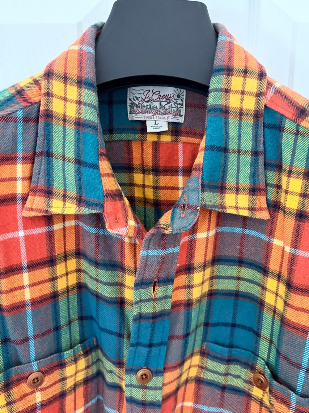J Crew Classic Fit Midweight Vivid Plaid Flannel - Large
